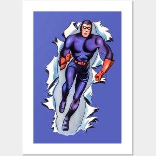 The Blue Beetle Super Hero Muscle Space Adventures Old Retro Comic Vintage Cartoon Posters and Art